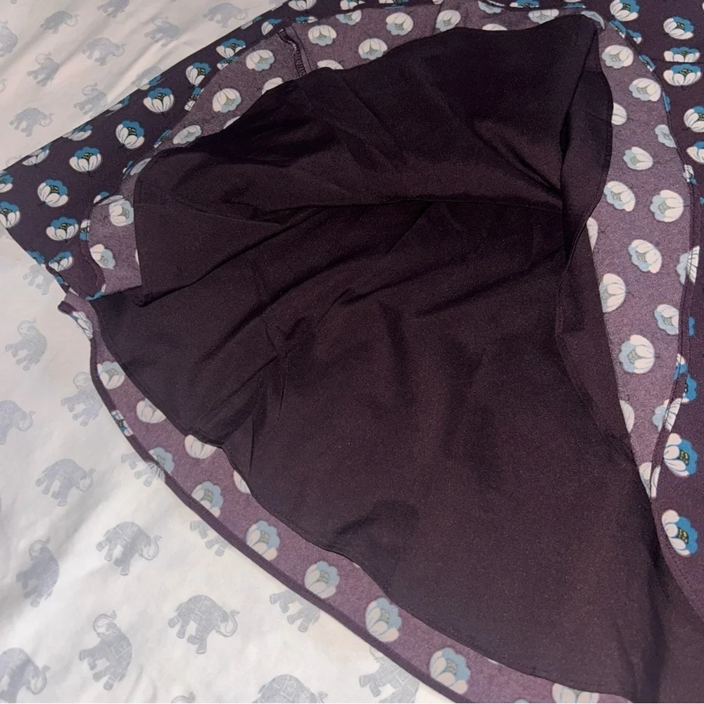 LOFT Black and Blue Patterned High Low Skirt
